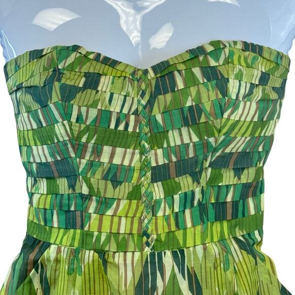 New CHARLIE JADE Green Strapless Pleated Sweetheart Bodice Mini Dress Women's M - Picture 6 of 10